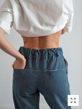 Abeline Railroad Stripe Denim Garden Pants Size S